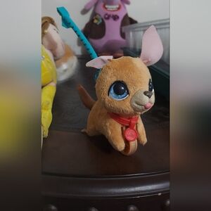 Interactive Brown Puppy Toy with Blue Leash